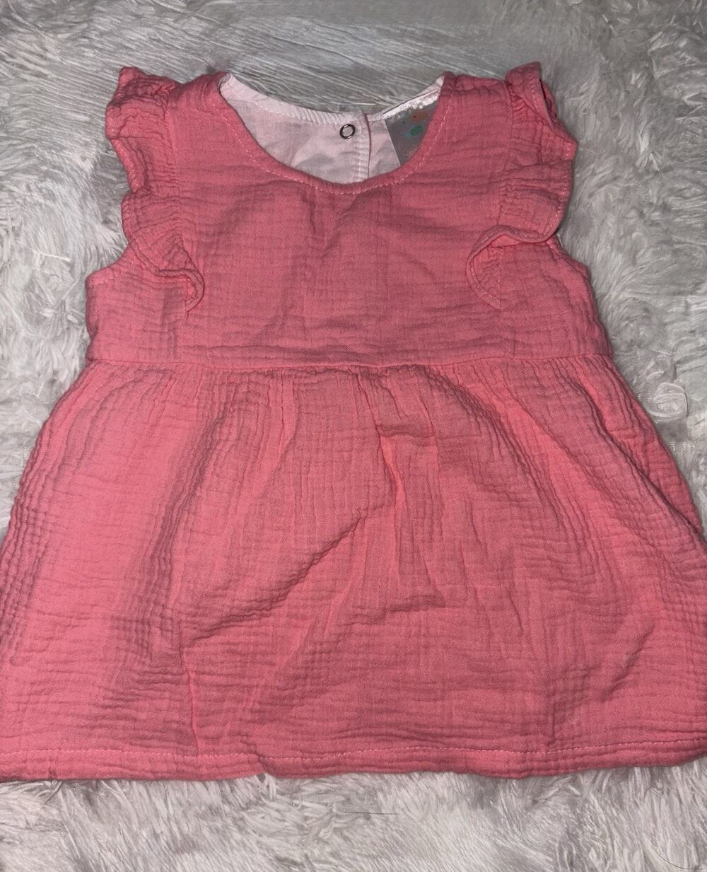 Stichy Fish Girls 12 Mo. Classic Pink Gauze Dress. Soft, Cute, Exc. Quality